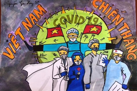 Học sinh Nguyễn Tri Phương gửi niềm tin chiến thắng COVID-19 qua từng nét vẽ
