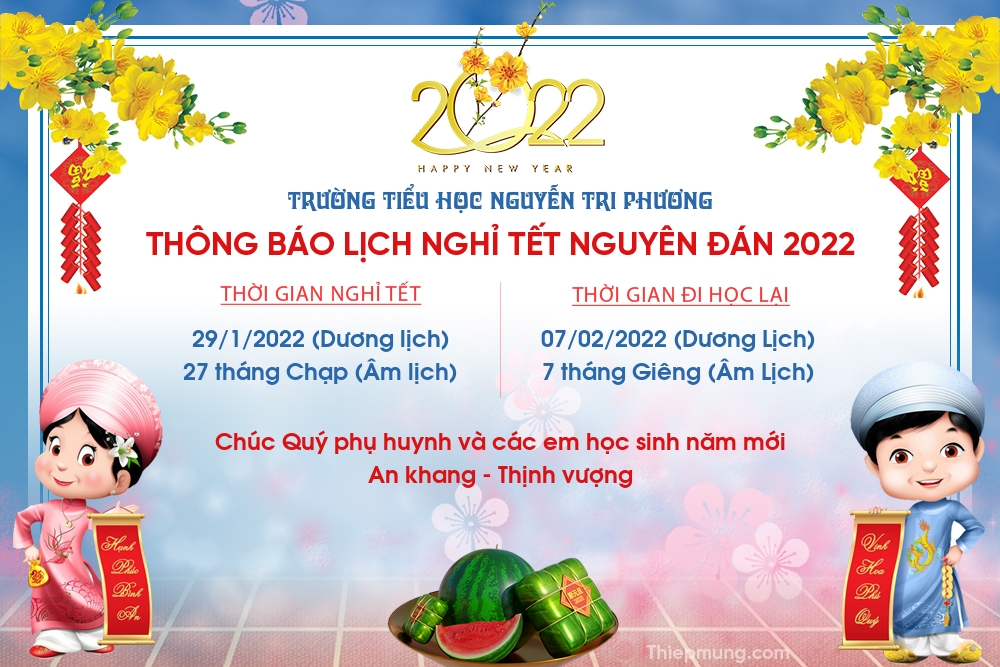 Thông báo lịch nghỉ Tết Nguyên đán Nhâm Dần năm 2022