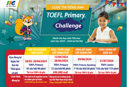 Phát động cuộc thi tiếng Anh TOEFL Primary Challenge dành cho học sinh Tiểu học tại Hà Nội năm học 2023 - 2024